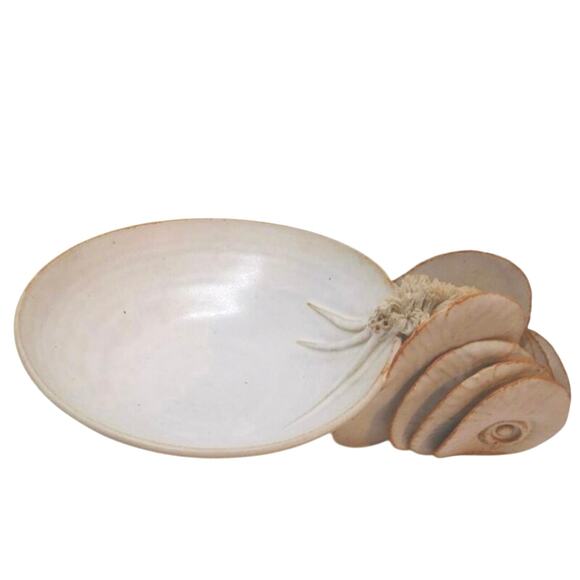 1970s Warren Hullow Seashell Shell Bowl Sea Creature Urchin Signed Art Pottery - Picture 5 of 10